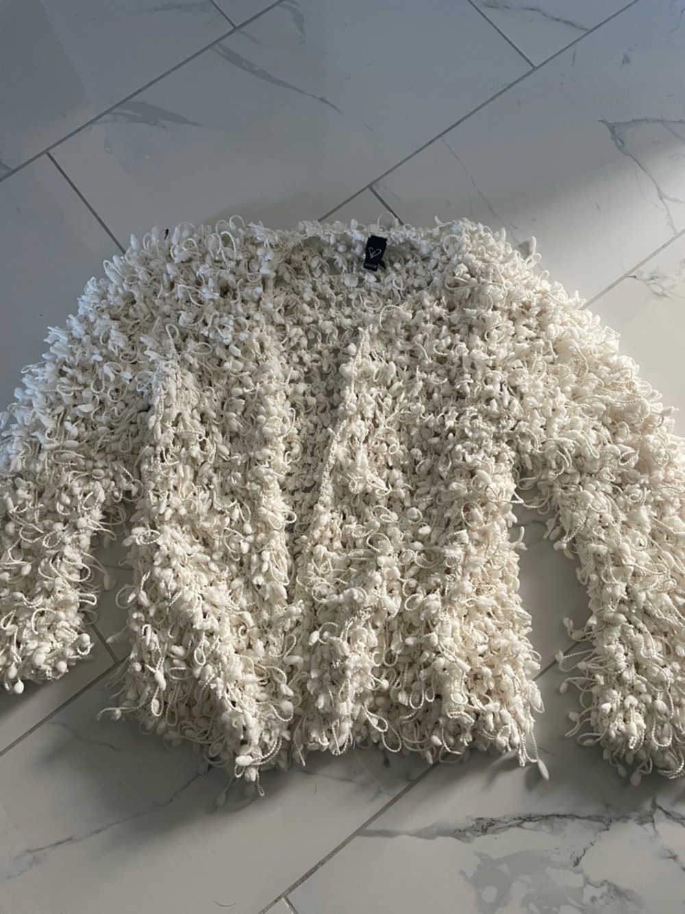 Windsor Cream Loop-Textured Open Knit Cardigan